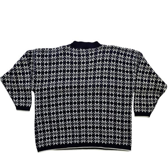 VTG navy white snowflake crewneck long sleeve sweater 22/24 - Picture 3 of 3